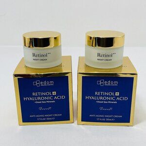 Edom Retinol Night Face Cream Set Anti Aging Hyaluronic Dead Sea Wrinkle Repair